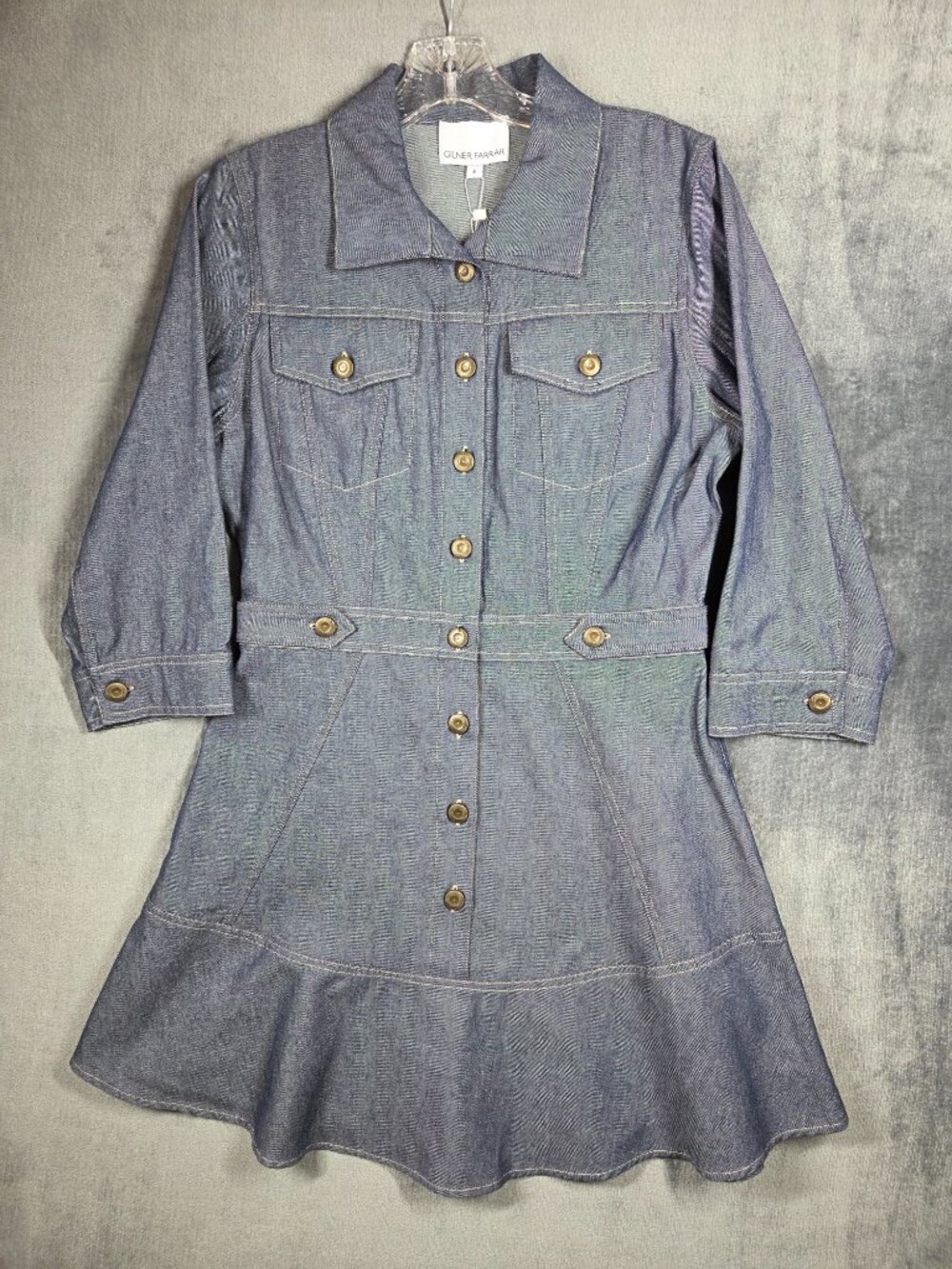 Gilner Farrar Livia Denim Mini Dress Size 8 Blue - Picture 4 of 14